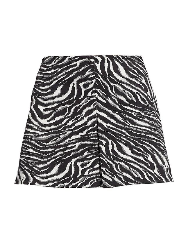 Womens Kick-Pleat Zebra Miniskirt Product Image