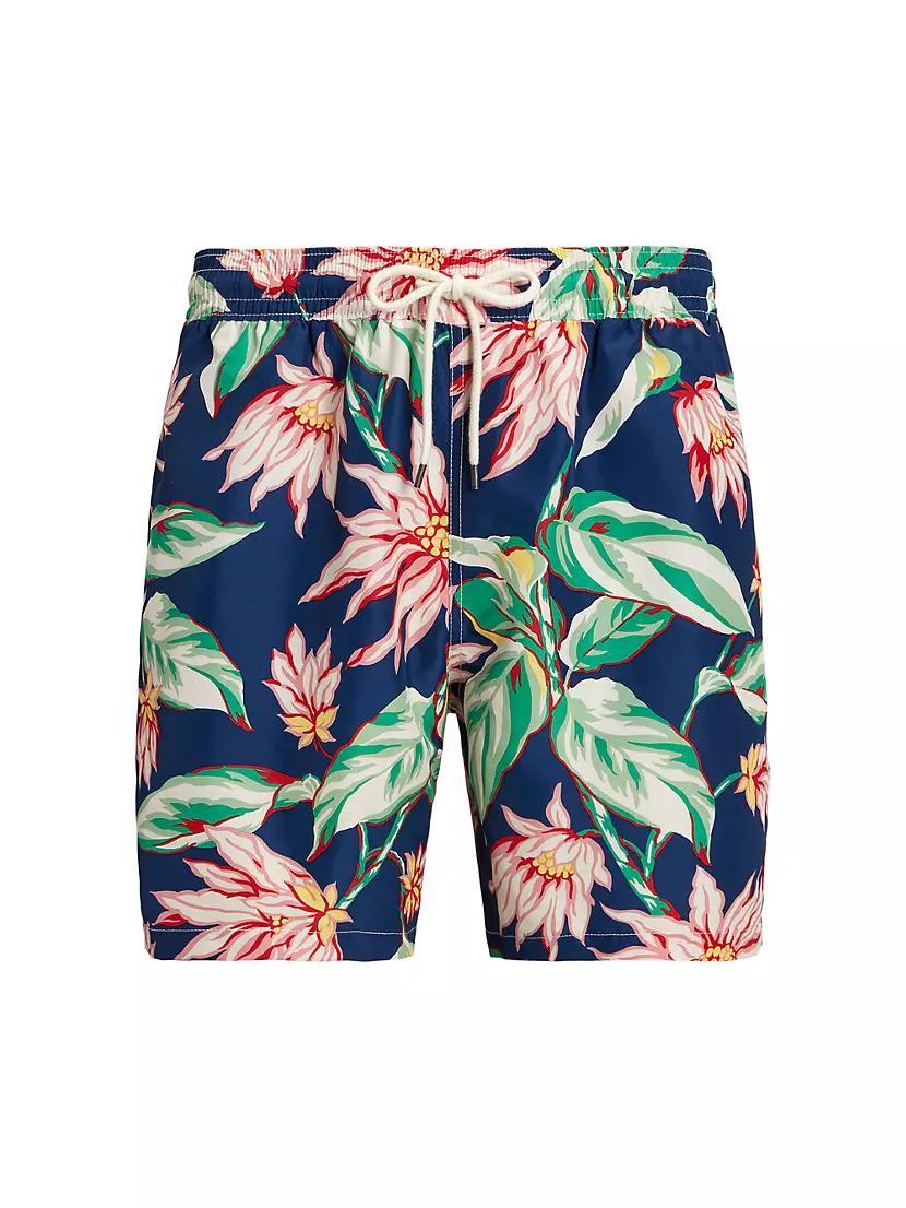 Mens Floral Drawstring Swim Trunks Product Image