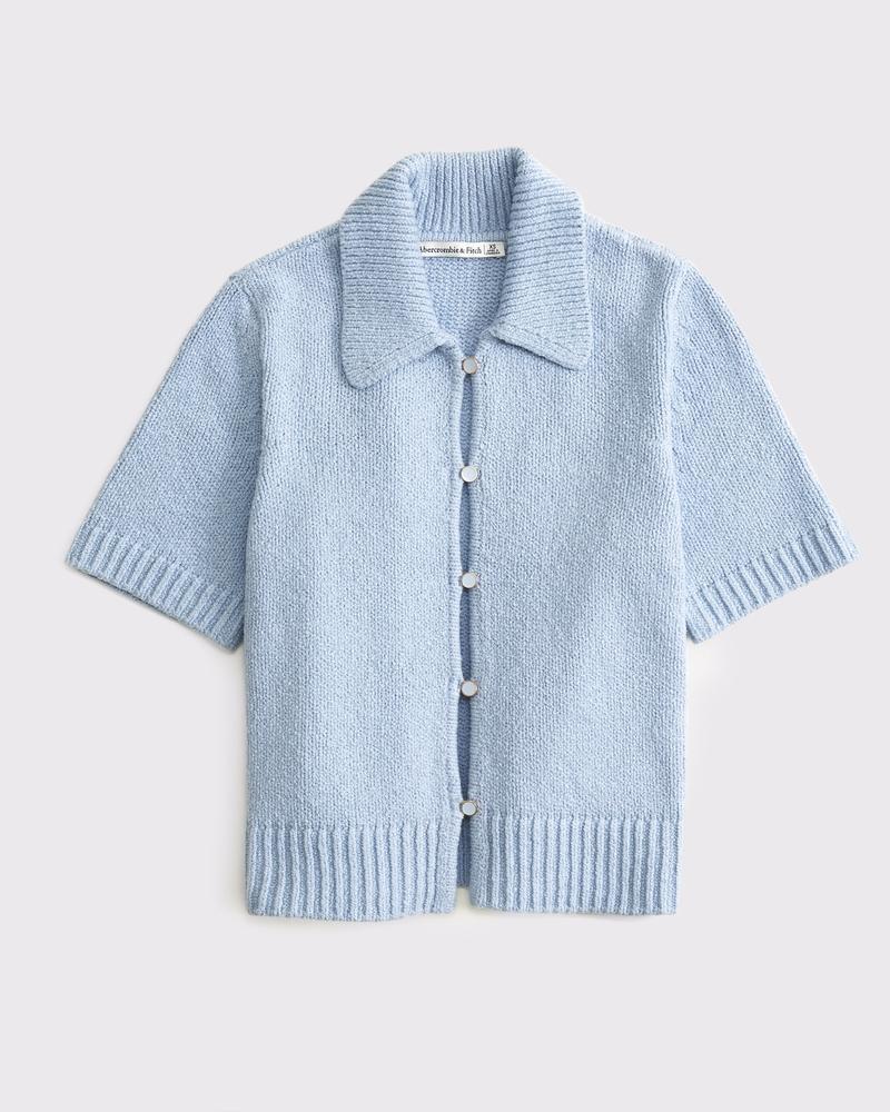 Short-Sleeve Collared Cardigan Product Image