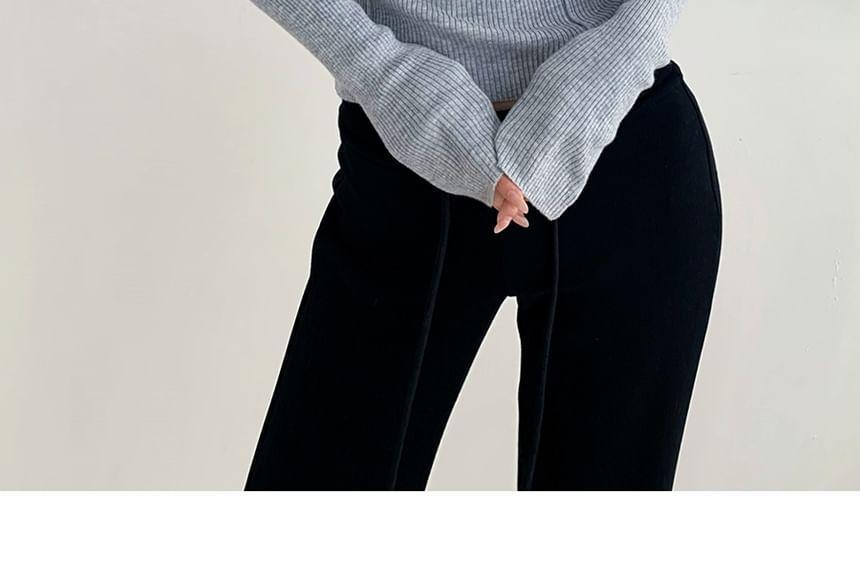 Collar Plain Ribbed Sweater Product Image