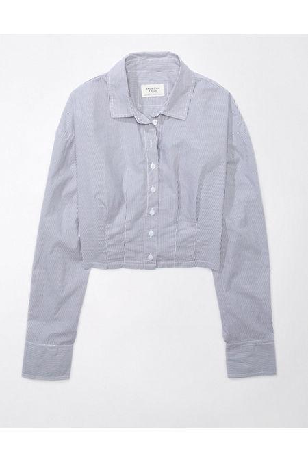 AE Cropped Corset Button-Up Shirt Women's Product Image