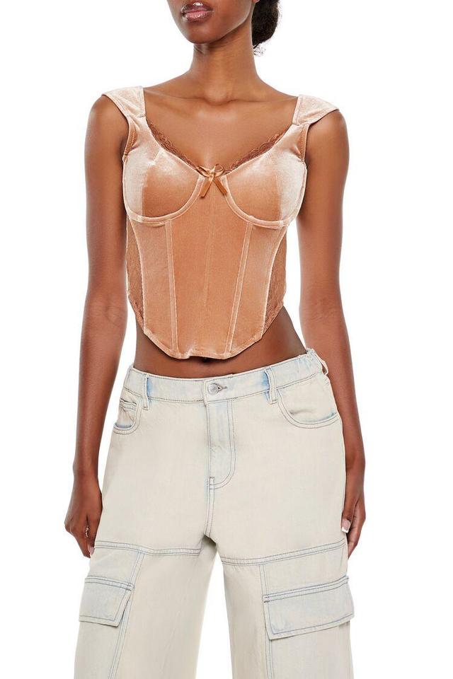 Velvet Bow Bustier Crop Top | Forever 21 Product Image