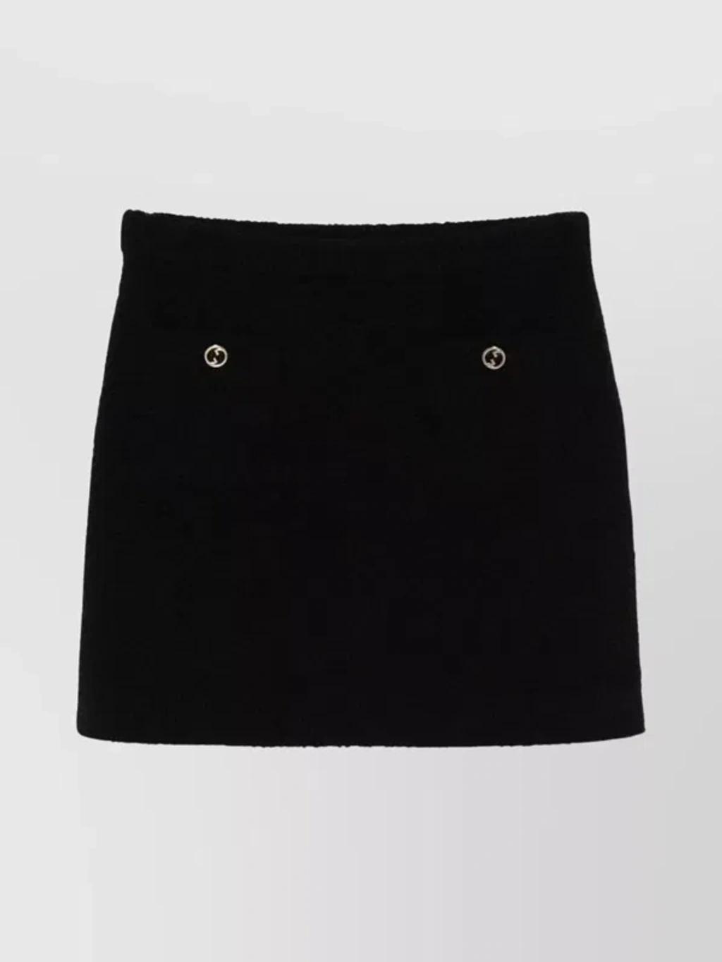 Wool Blend Bouclé Skirt With Elasticated Waistband In Black Product Image