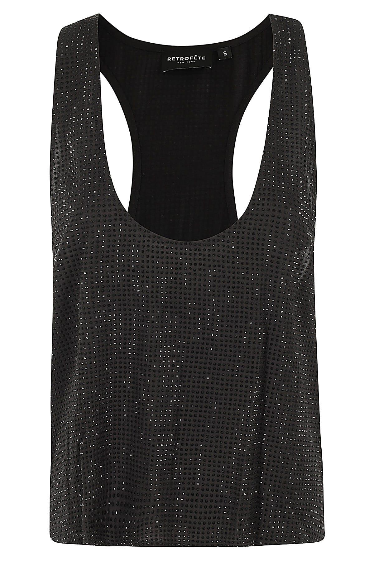 Crystal Embellished Racerback Tank Top In Black Product Image