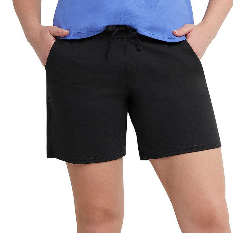 Womens Hanes Jersey Drawstring Shorts Blue Product Image