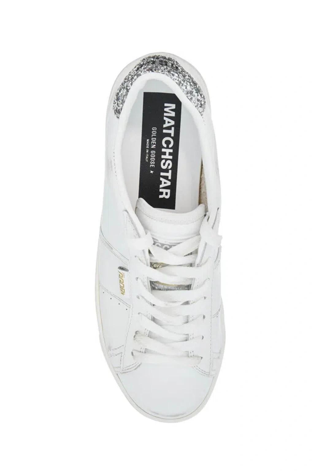 Matchstar Glitter Leather Sneakers In White Product Image