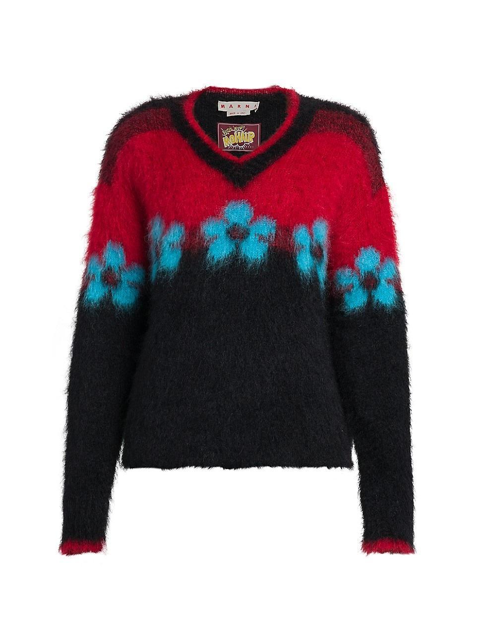 Mens Floral Mohair-Blend Sweater product image