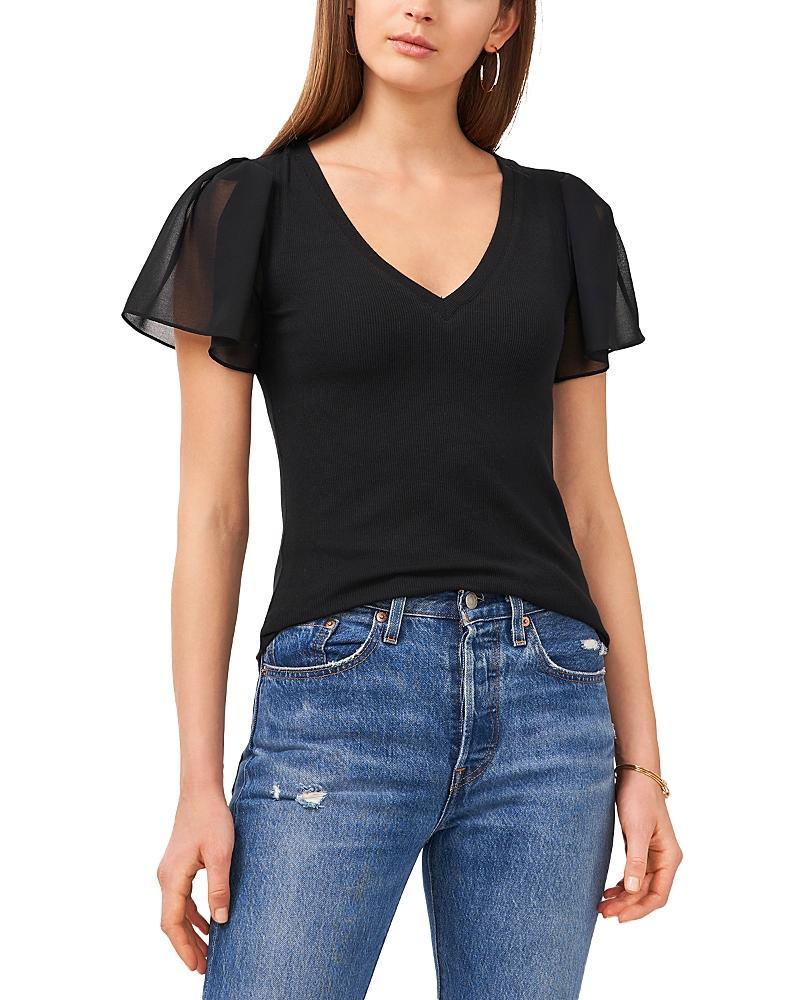 1.state Mixed Media Flutter Sleeve Top Product Image