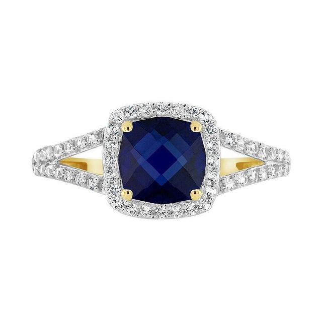 Celebration Gems 10K Yellow Gold 7mm Cushion Gemstone Ring, Womens, Blue Blue Product Image