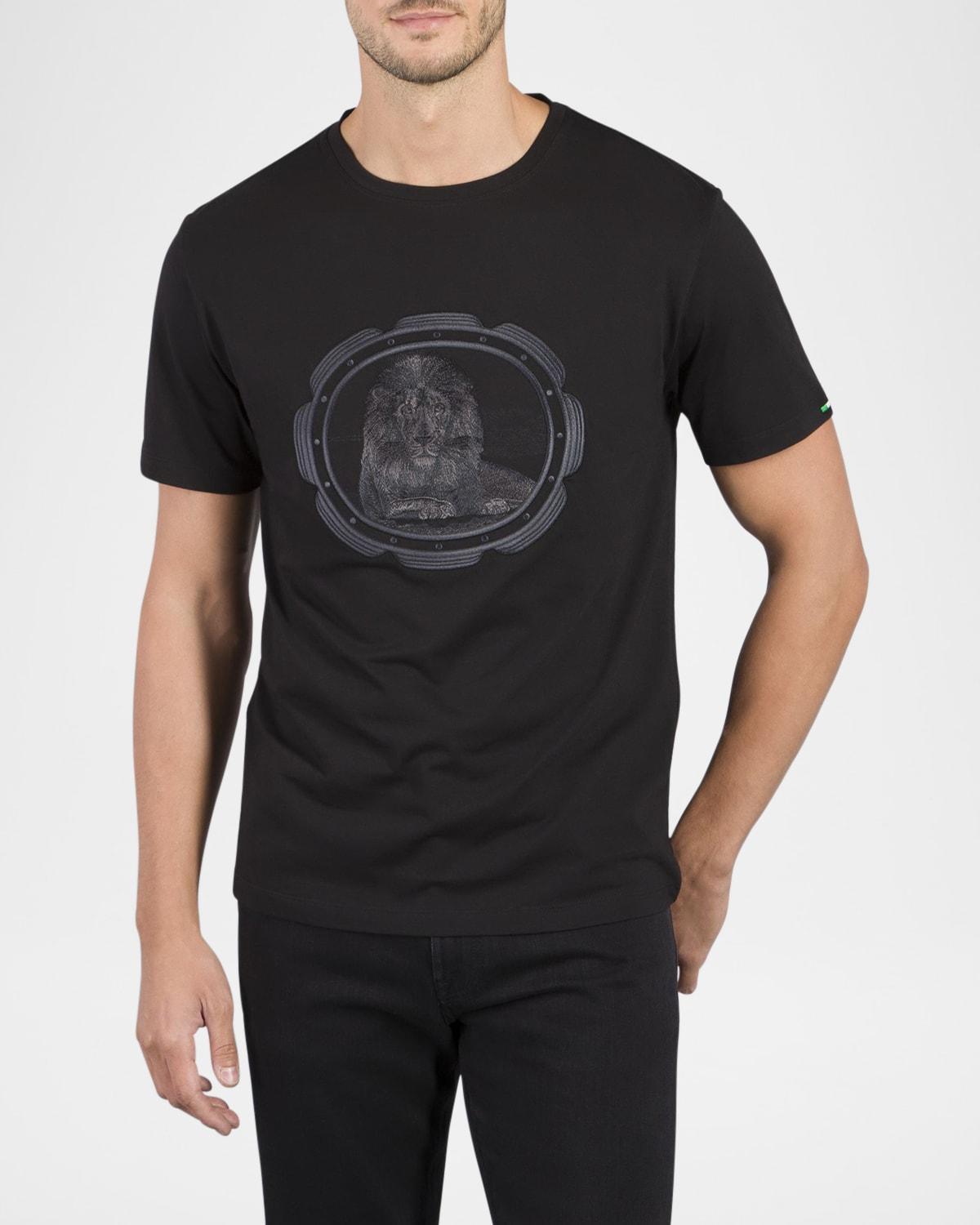 Men's Embroidered Lion Crewneck T-Shirt Product Image