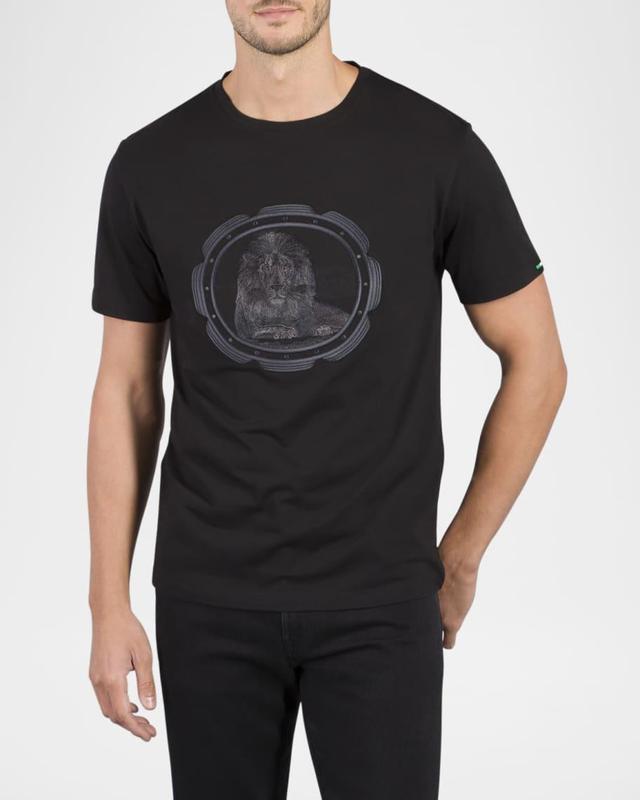 Mens Embroidered Lion Crewneck T-Shirt Product Image