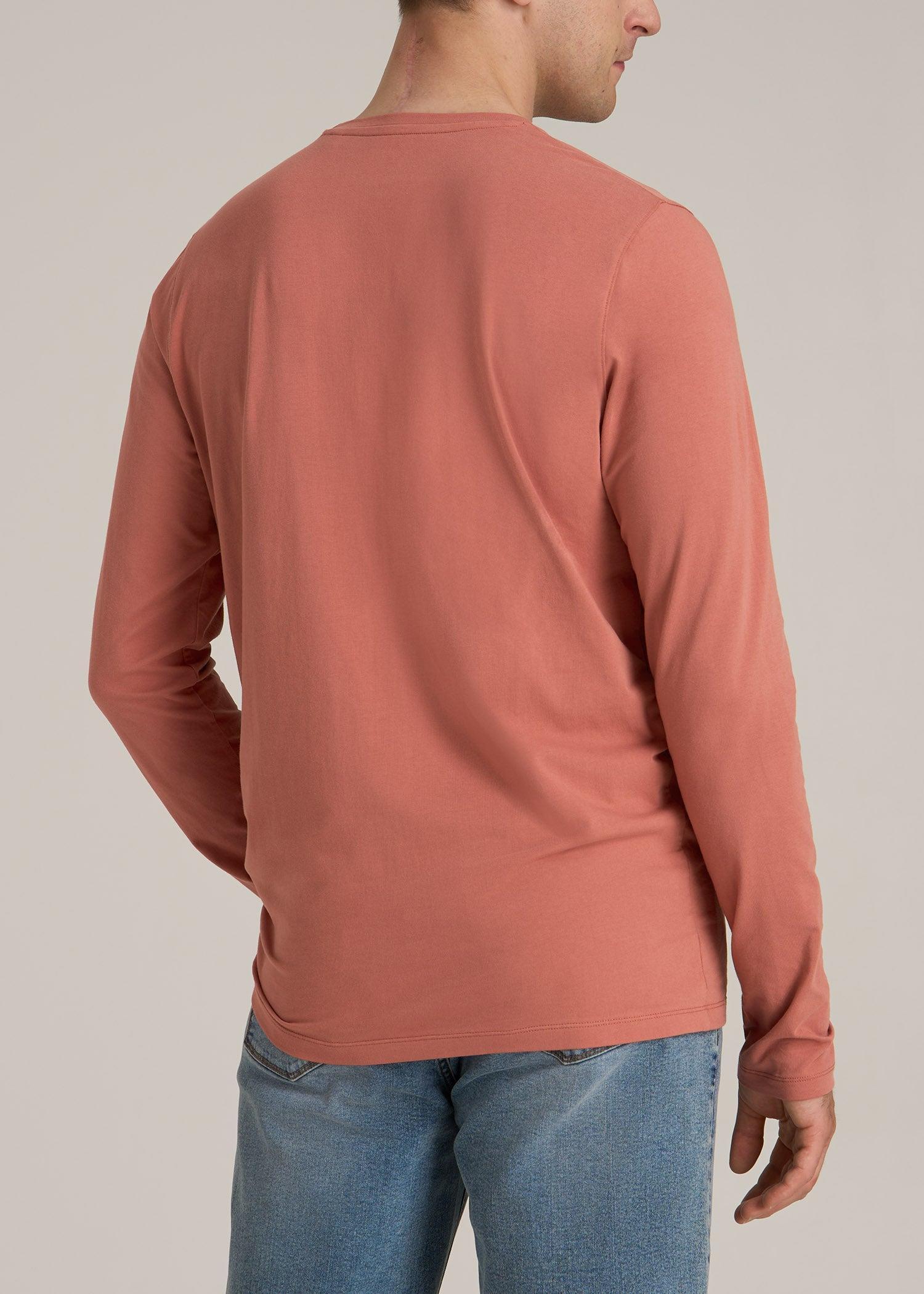 MODERN-FIT Stretch Cotton Long Sleeve Tall Men's Tee in Persimmon Product Image