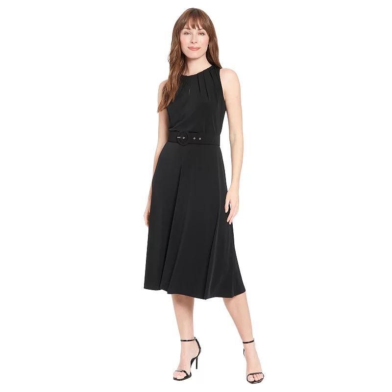 Womens London Times Pleated Keyhole Neckline Midi Dress Product Image