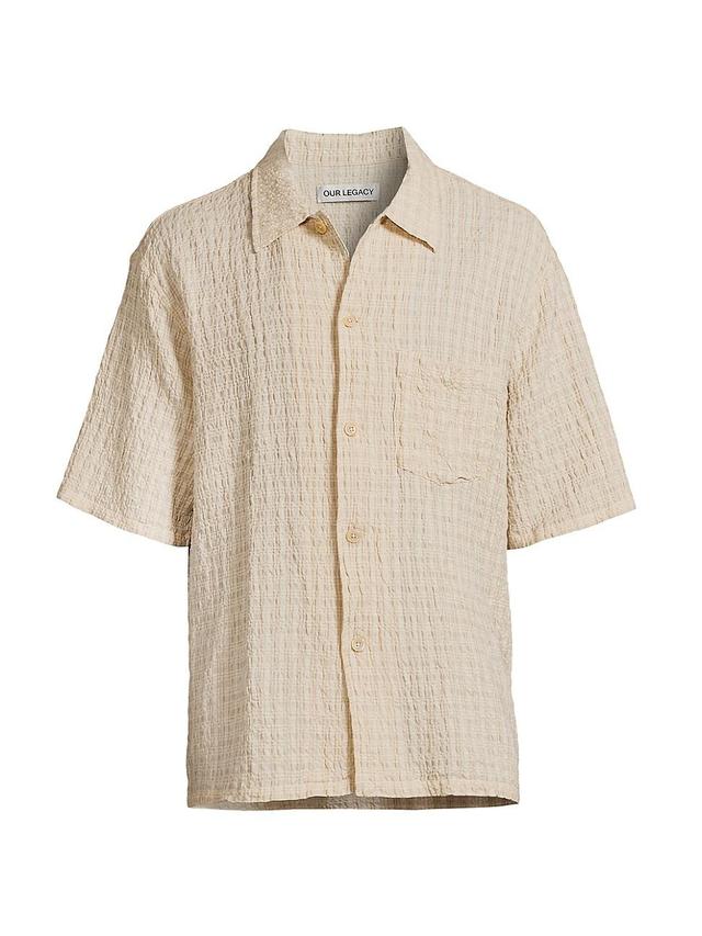 Mens Seersucker Cotton & Linen-Blend Shirt Product Image