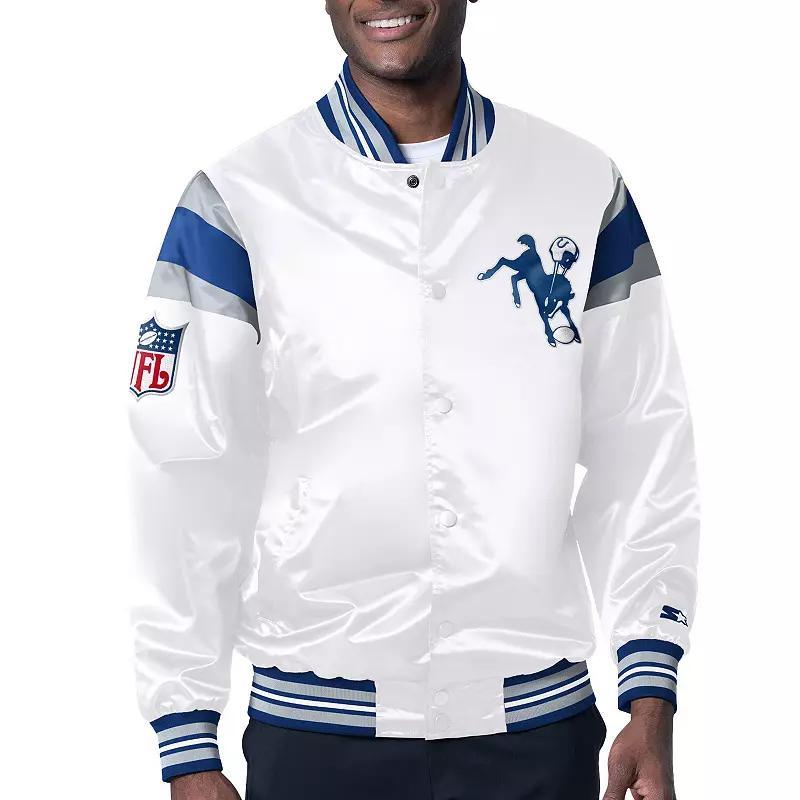 Mens Starter /Royal Indianapolis Colts Vintage Satin Full-Snap Varsity Jacket Product Image