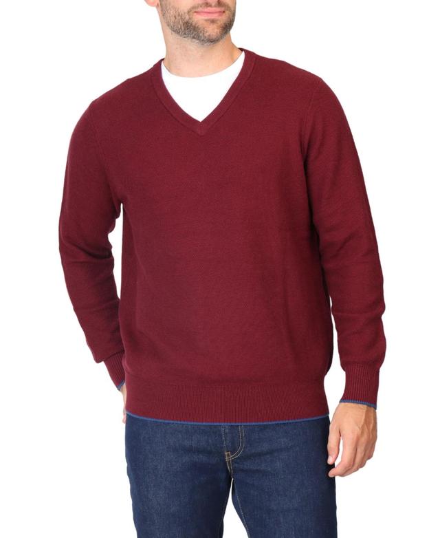 Tailorbyrd Mens Textured Waffle V-Neck Sweater Product Image