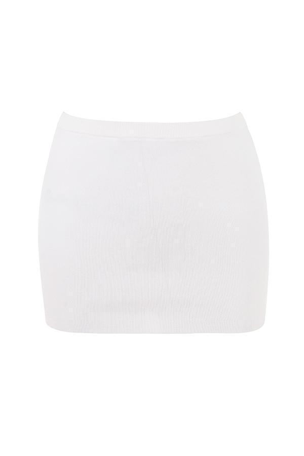 Mariella White Knit Mini Skirt Product Image