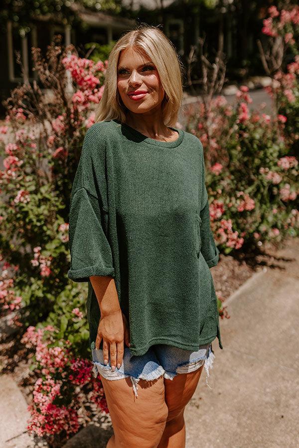 Vineyard Vibes Knit Top in Hunter Green Curves Product Image