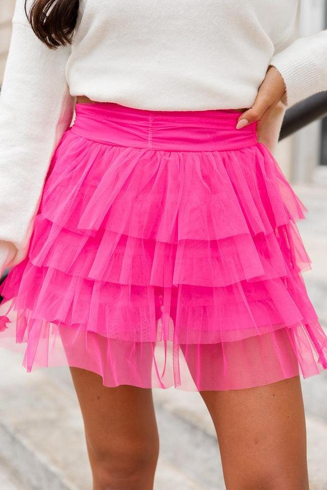 We Were In Paris Magenta Tulle Mini Skirt FINAL SALE Product Image