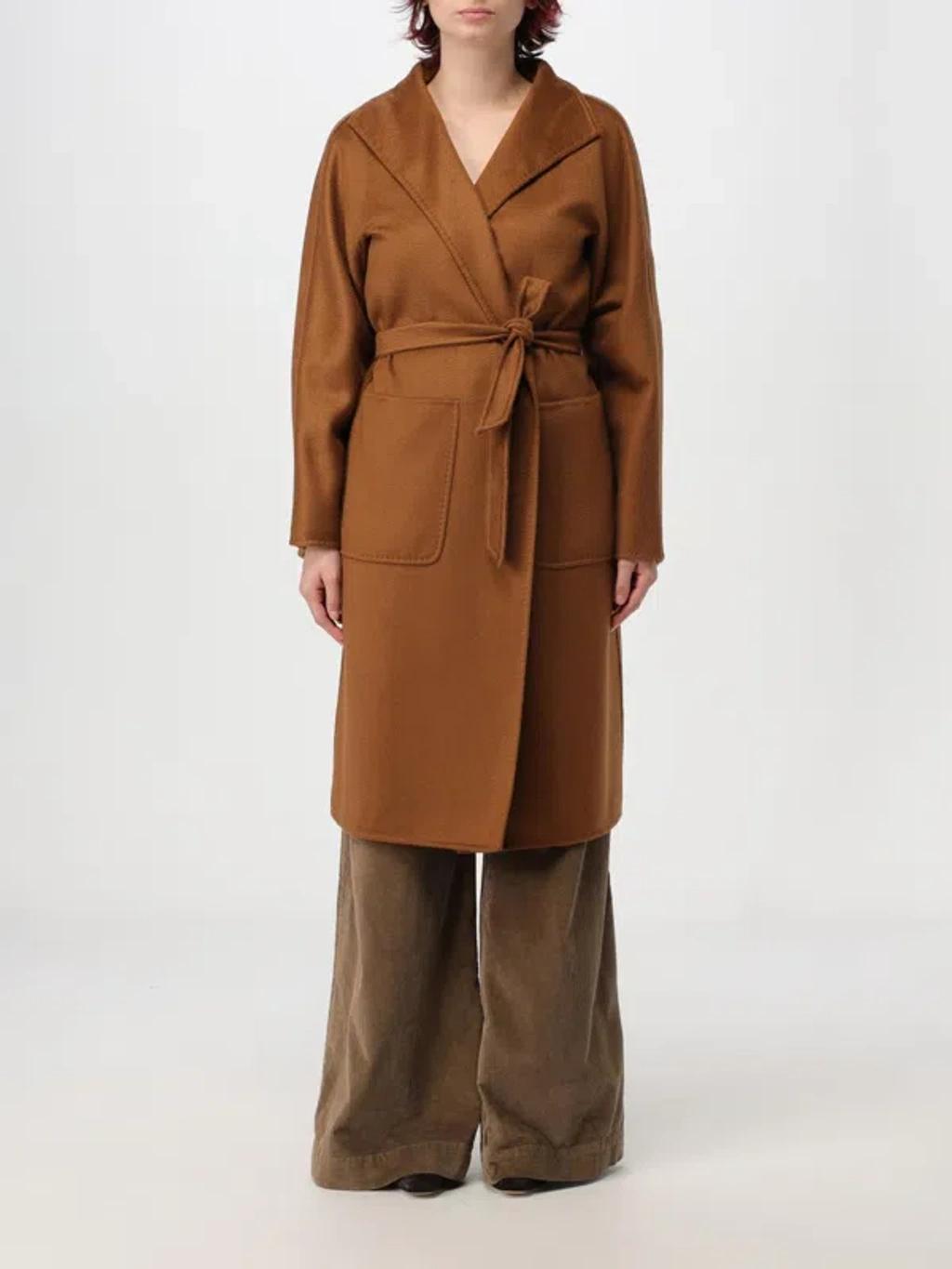 MAX MARA Coat Woman Leather Women In Brown product image