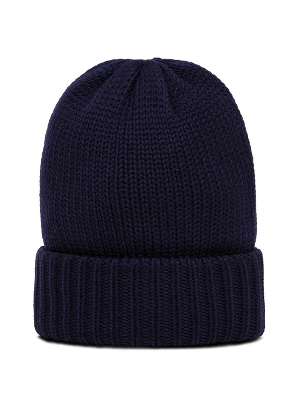 MONCLER Blue Wool Hat With Logo Patch Product Image