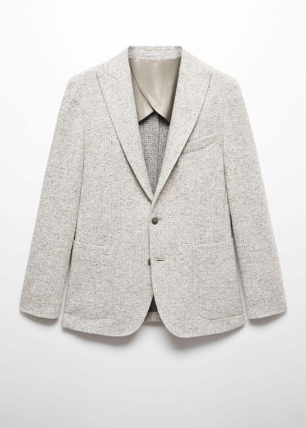 MANGO MAN - Virgin wool jacket in houndstooth wool beigeMen Product Image