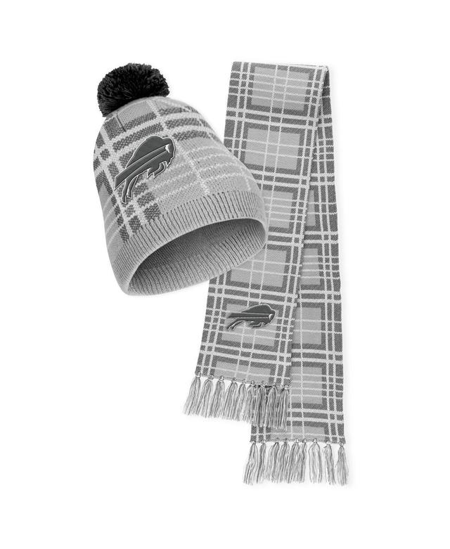 Womens Wear by Erin Andrews Buffalo Bills Plaid Knit Hat with Pom and Scarf Set Product Image