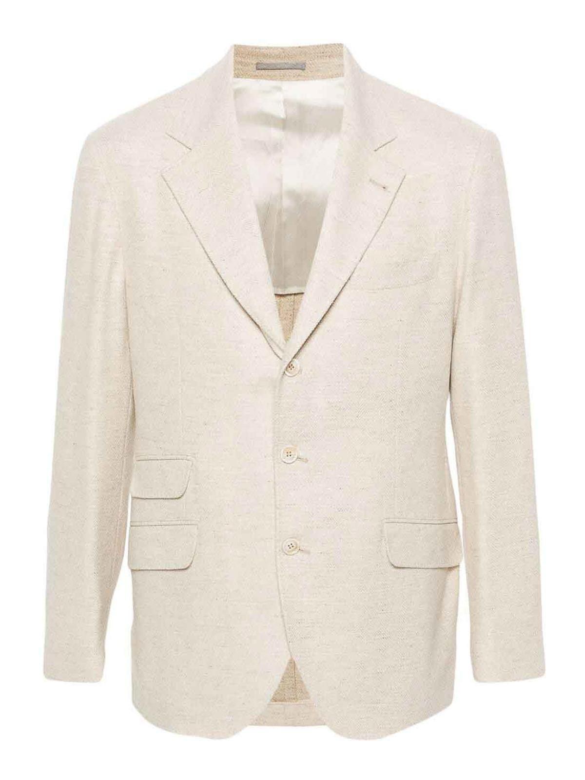 BRUNELLO CUCINELLI Deconstructed `cavallo` Blazer In Cream Product Image