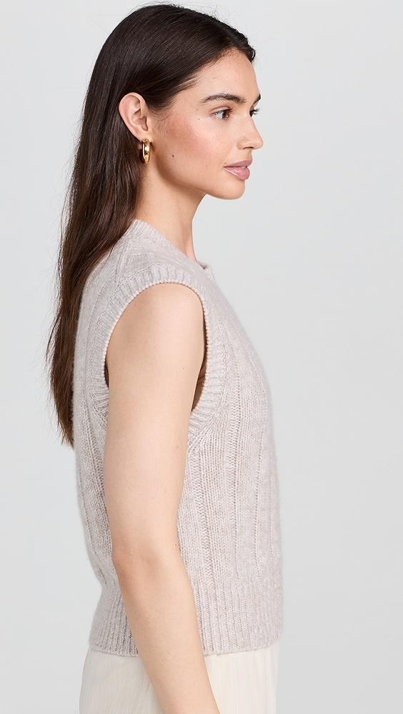 White + Warren Cashmere Marled Wide Rib Shell Sweater | Shopbop Product Image