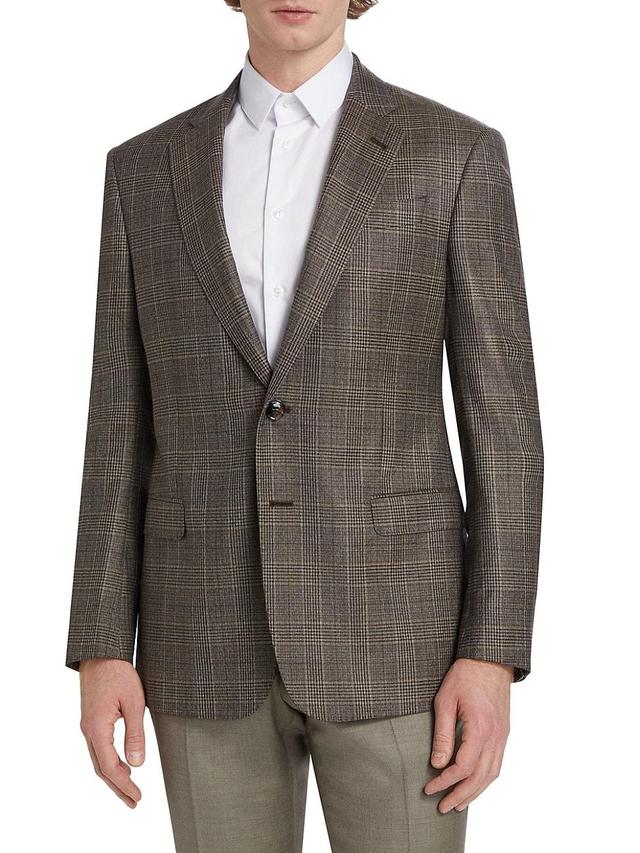 Mens Plaid Wool Two-Button Sport Coat Product Image