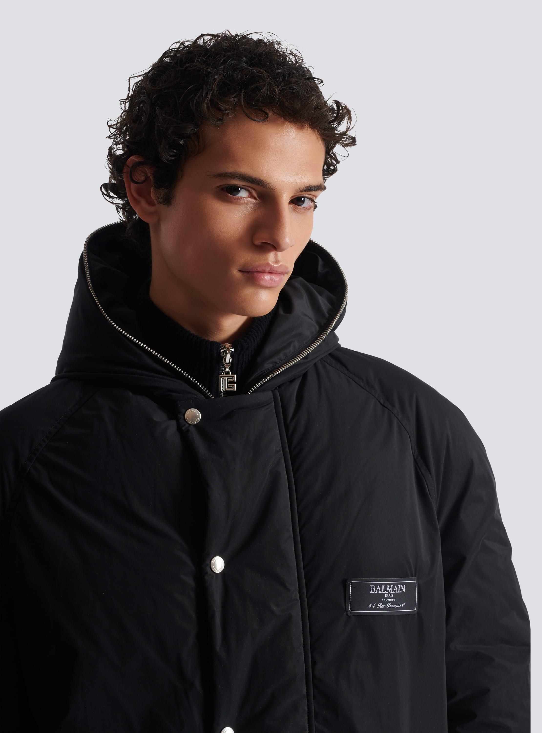 Long down nylon jacket with Balmain label Product Image