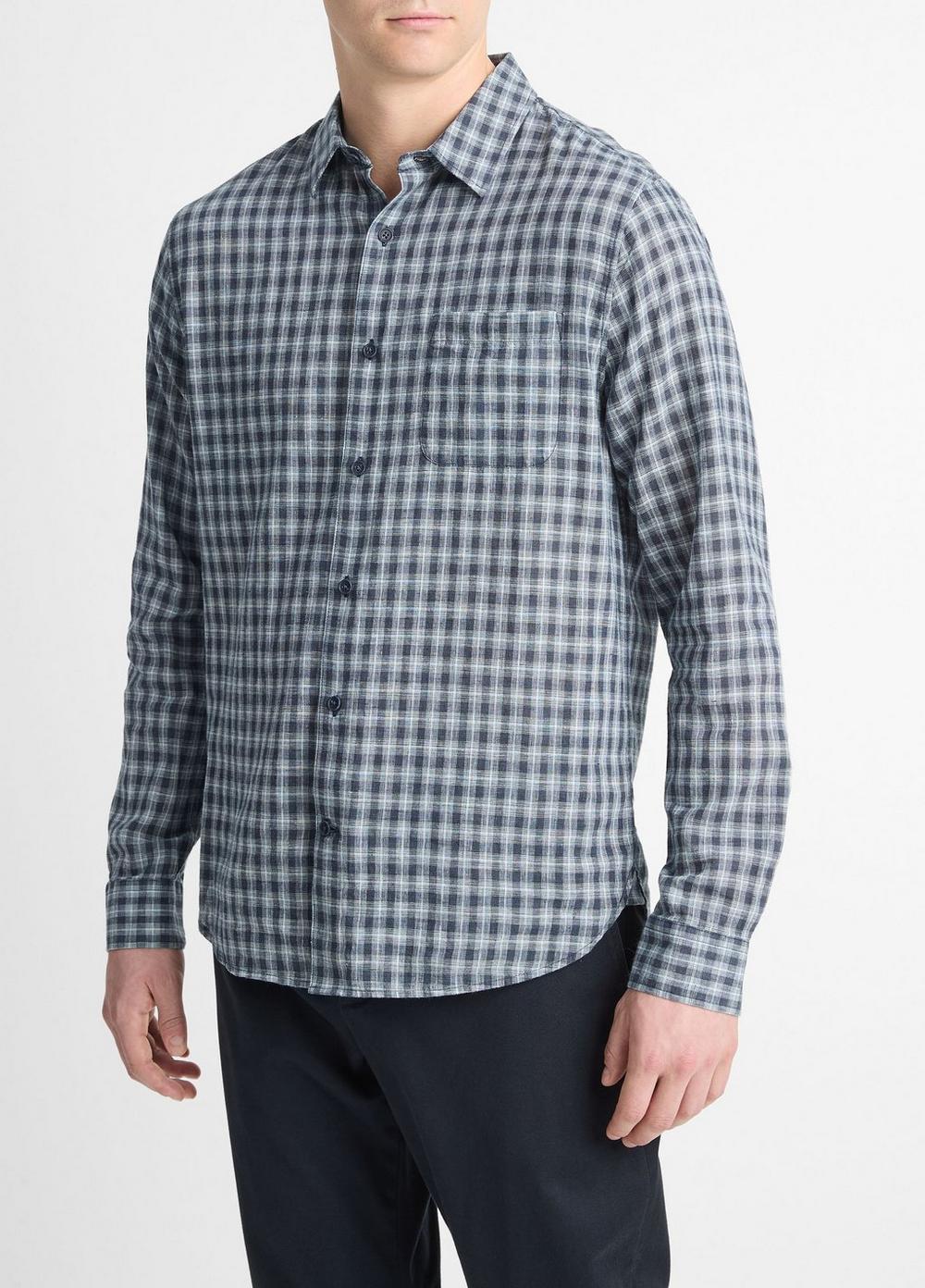 Summit Plaid Linen-Cotton Long-Sleeve Shirt Product Image