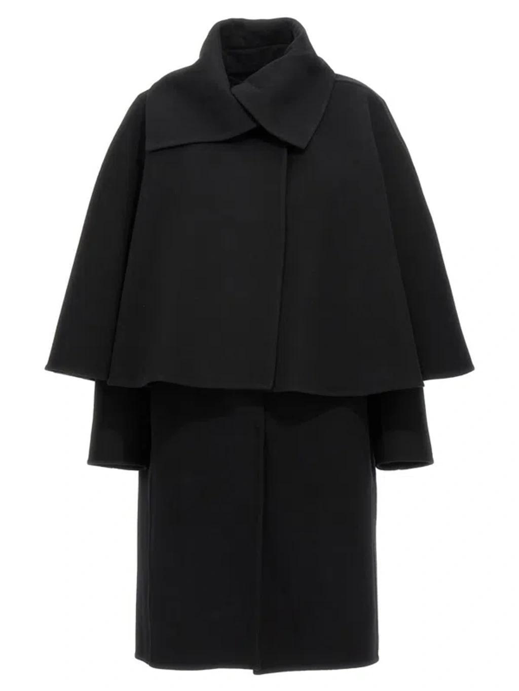 Coat With Cape In Black Product Image