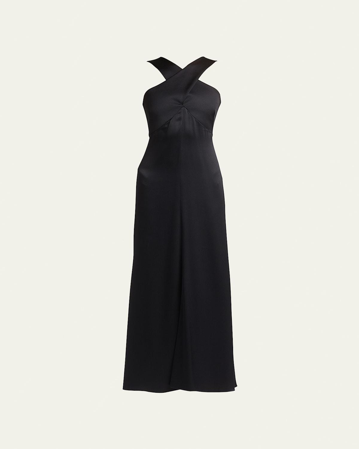 Womens Cross Front Silk Satin Gown Product Image