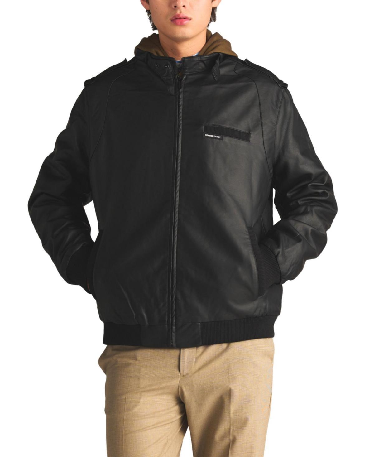 Members Only Mens Faux Leather Iconic Racer Jacket Product Image