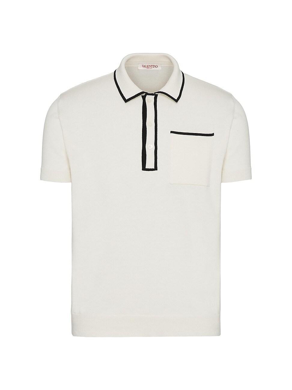 Mens Cotton Polo Shirt with Signature VLogo Embroidery Product Image