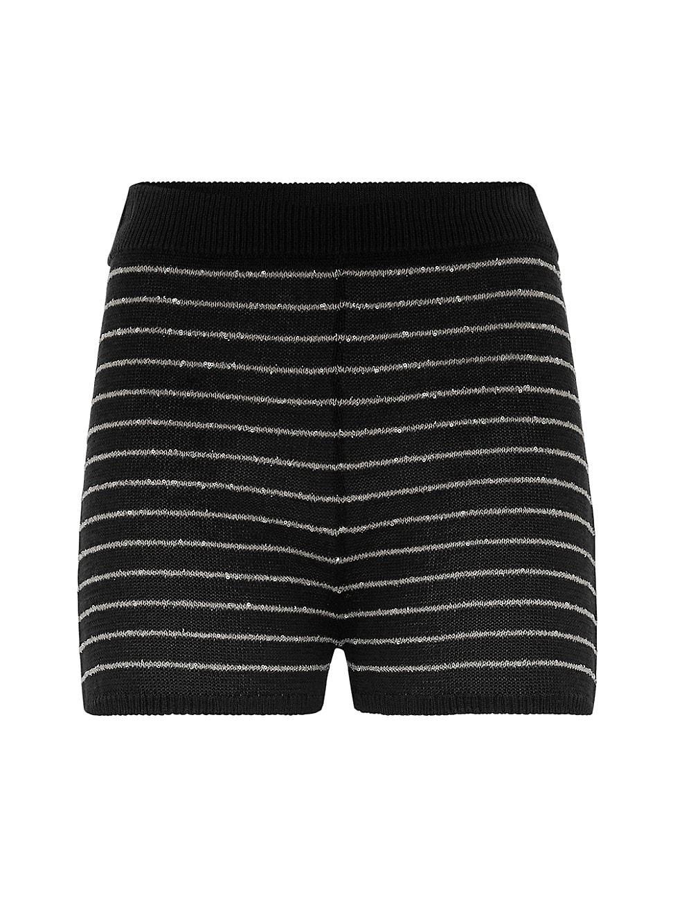 Womens Cotton Dazzling Stripes Knit Shorts Product Image