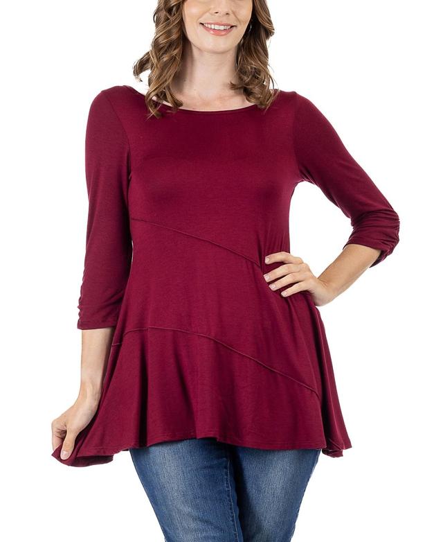 24seven Comfort Apparel Womens Ruched Sleeve Swing Tunic Top Product Image