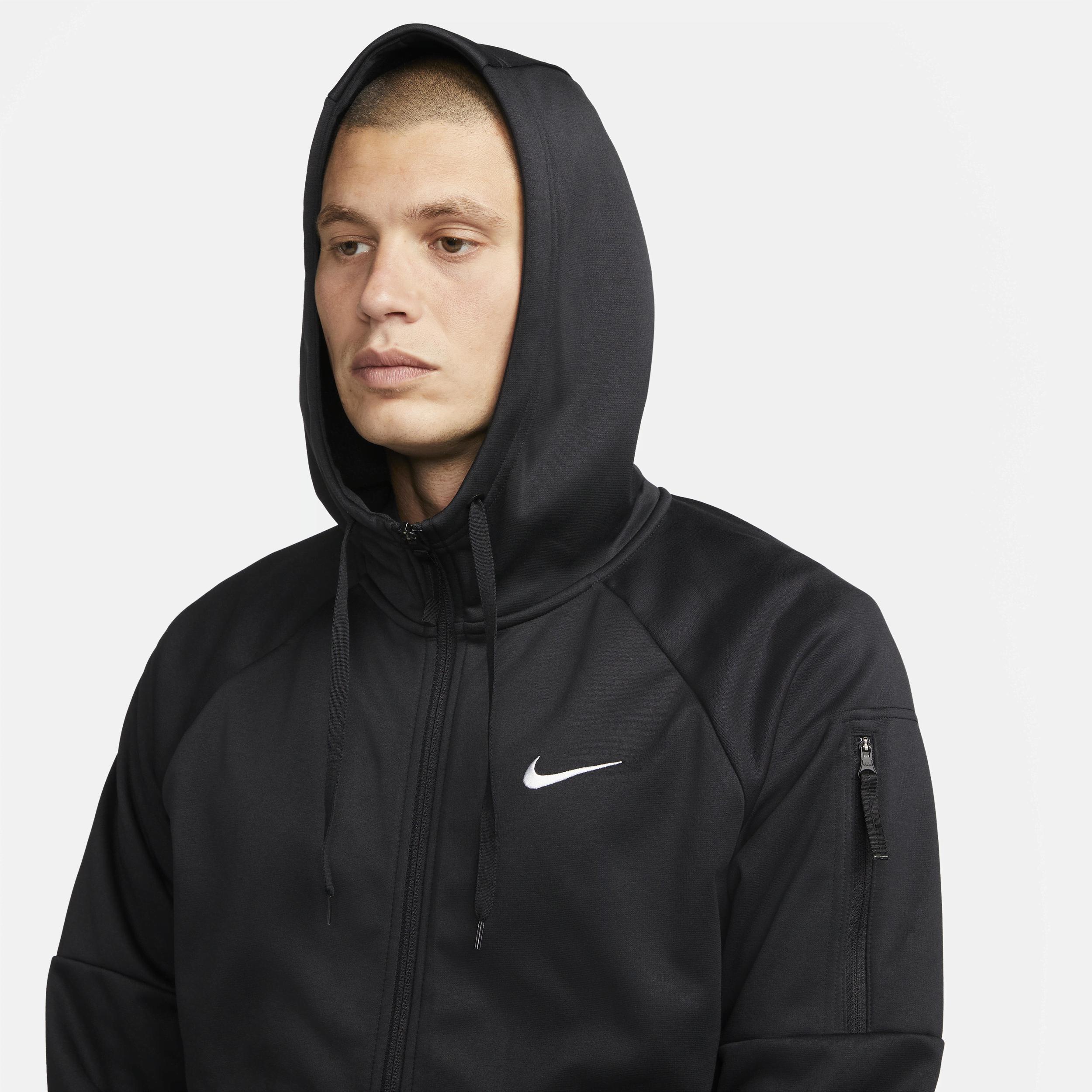 Nike Mens Nike Therma Fleece Full-Zip Hoodie - Mens Black/Black/White Product Image