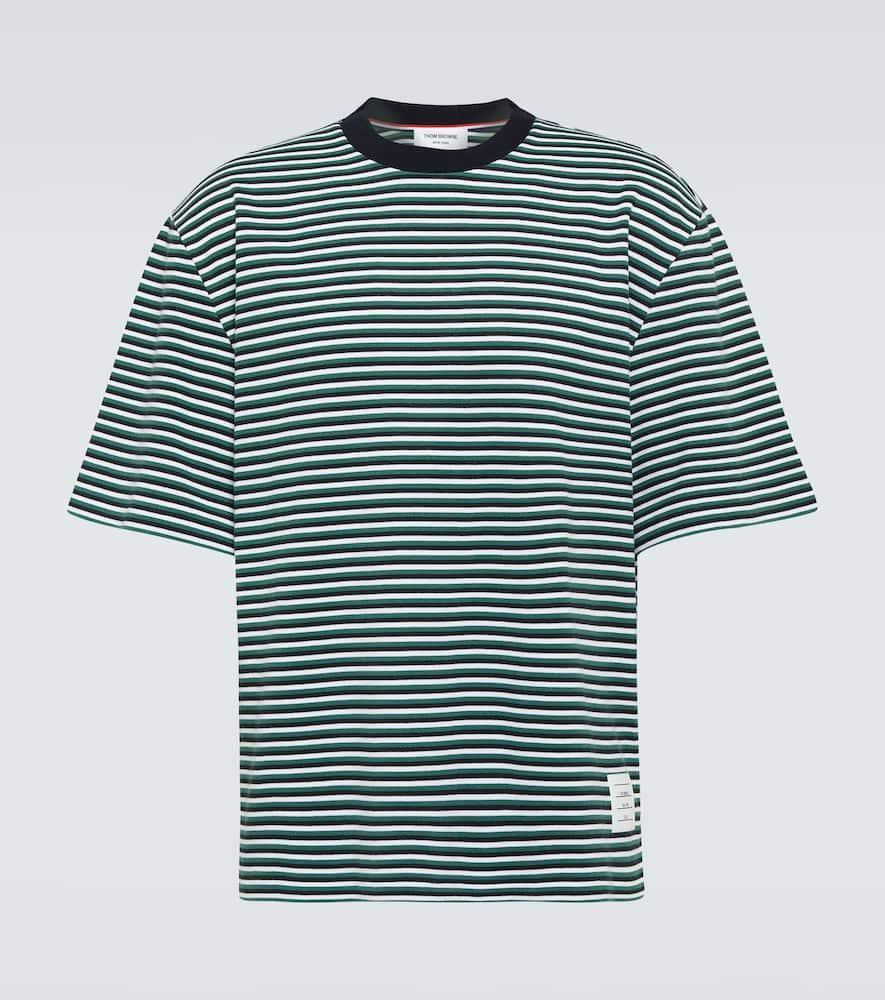 THOM BROWNE Striped Oversized Cotton T-shirt In Multicolor Product Image