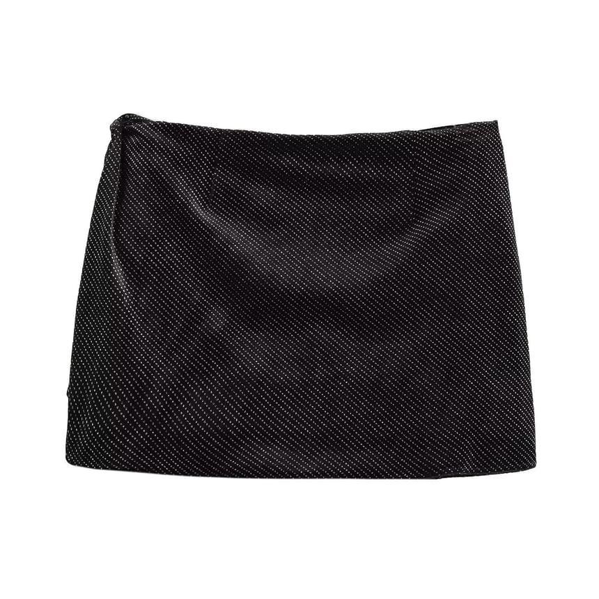 Mid Rise Glitter Mini A-Line Skirt Product Image