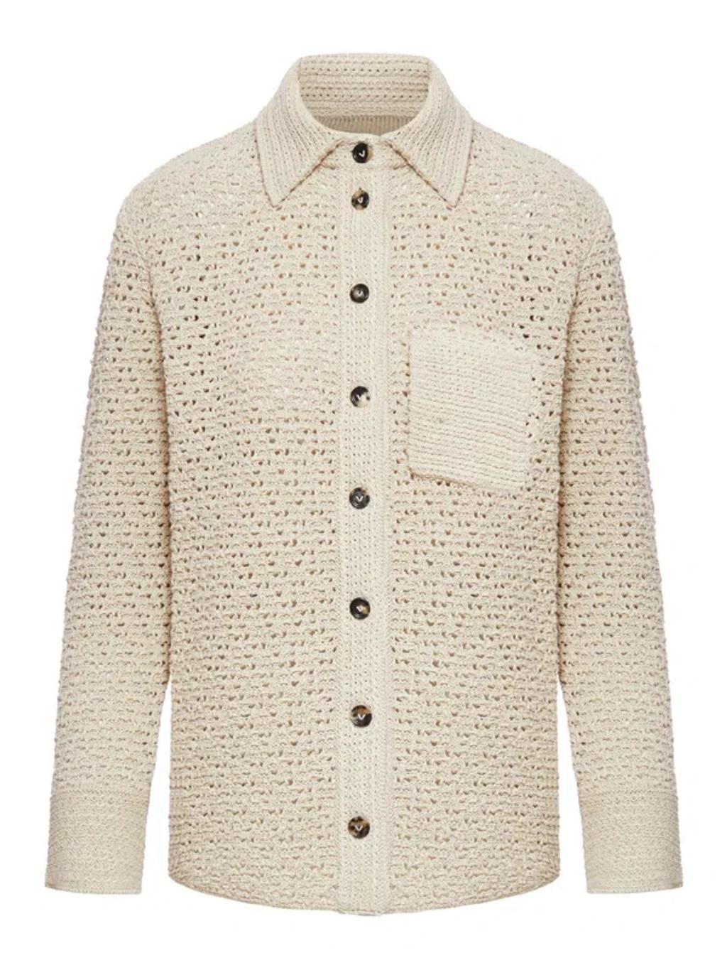 Cotton Crochet Shirt In Neutrals Product Image