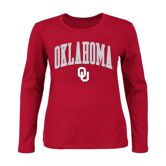 Womens Profile Crimson Oklahoma Sooners Plus Size Arch Over Logo Scoop Neck Long Sleeve T-Shirt Product Image