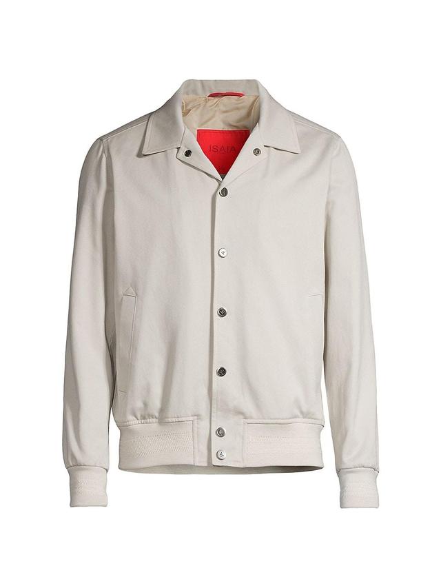 Mens 2-Ply Varsity Cotton Bomber Jacket - Open White - Size 44 - Open White - Size 44 Product Image