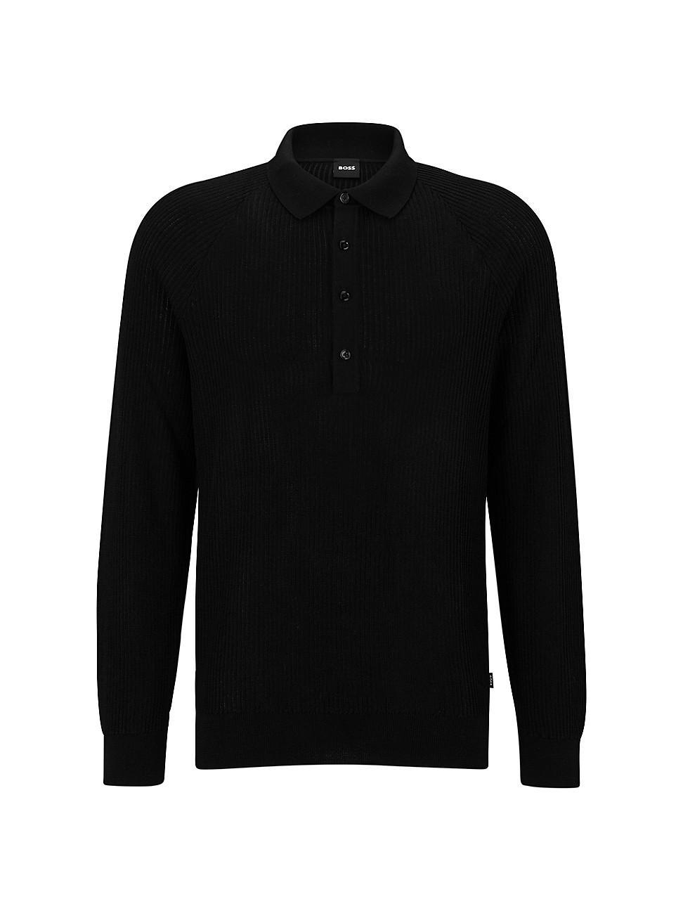 Mens Ribbed polo sweater in a slim fit Product Image