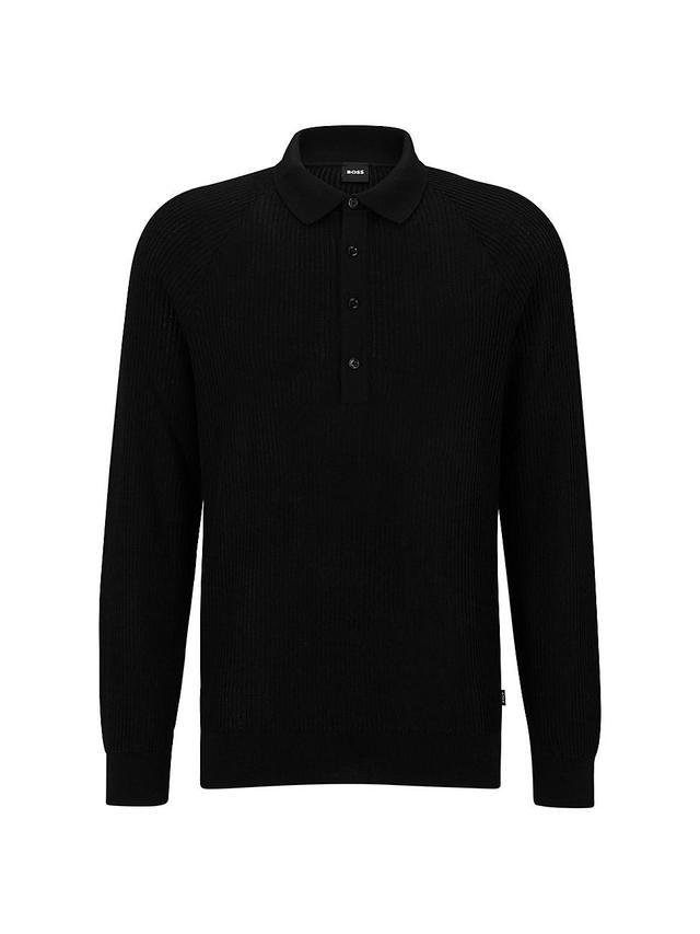 Mens Ribbed polo sweater in a slim fit Product Image