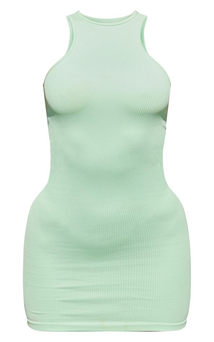 Aqua Snatched Rib Racer Neck Bodycon Dress Product Image