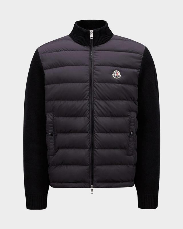 Moncler Quilted Down Mixed Media Cardigan Product Image