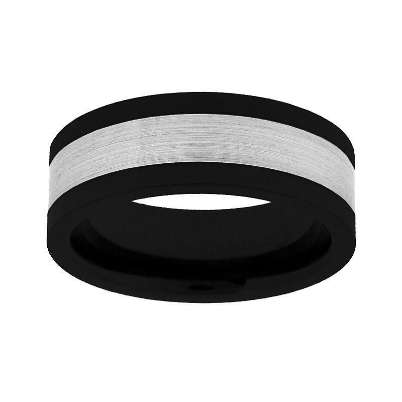 Tungsten and Black Ceramic Wedding Band, Mens Multicolor Product Image