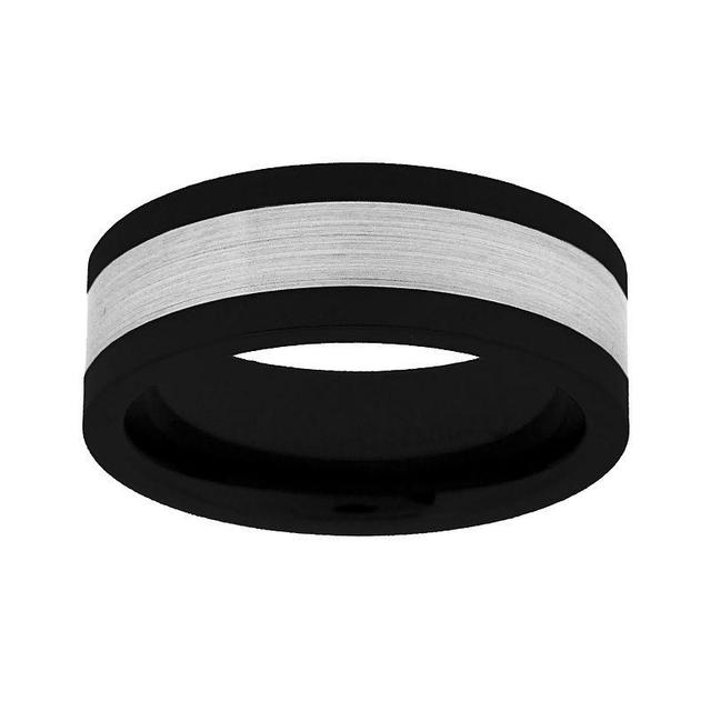 Tungsten and Black Ceramic Wedding Band, Mens Multicolor Product Image